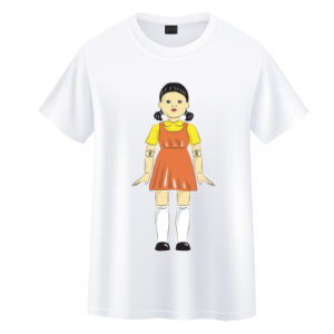 White  T-shirt    Squid game Robot Doll